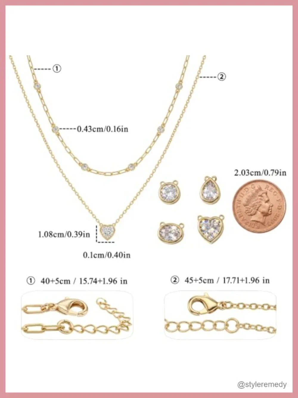 14K Gold Plated Layered Dainty Necklace Set - Stackable Pendant Necklace for